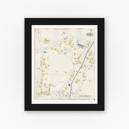 Old map wall art mockup — black gallery frame with white mat — Sanborn Fire Insurance Map from Manchester, Essex County, Massachusetts (1941), Sheet #0007