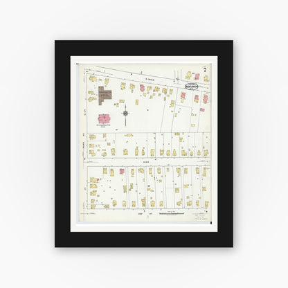 Old map wall art mockup — black gallery frame with white mat — Sanborn Fire Insurance Map from New London, Huron County, Ohio (1921), Sheet #0007