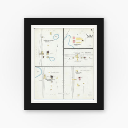 Old map wall art mockup — black gallery frame with white mat — Sanborn Fire Insurance Map from Carterville, Williamson County, Illinois (1906), Sheet #0005