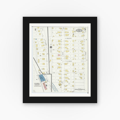 Old map wall art mockup — black gallery frame with white mat — Sanborn Fire Insurance Map from Loudonville, Ashland County, Ohio (1924), Sheet #0005