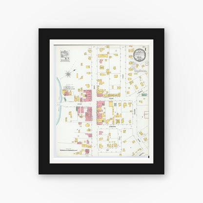 Old map wall art mockup — black gallery frame with white mat — Sanborn Fire Insurance Map from Milan, Washtenaw And Monroe Counties, Michigan (1900) - Complete Map Set