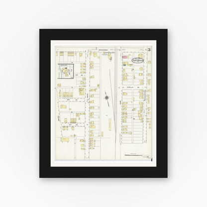 Old map wall art mockup — black gallery frame with white mat — Sanborn Fire Insurance Map from Point Marion, Fayette County, Pennsylvania (1909), Sheet #0003