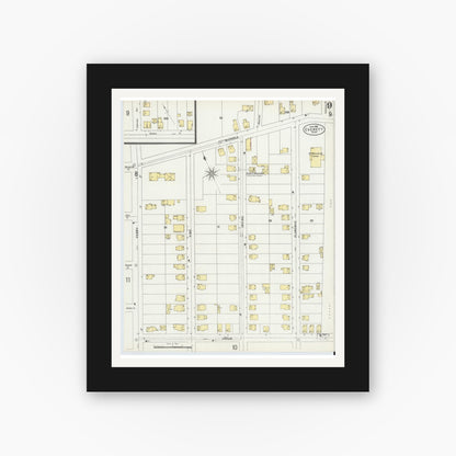 Old map wall art mockup — black gallery frame with white mat — Sanborn Fire Insurance Map from Everett, Middlesex County, Massachusetts (1897), Sheet #0009