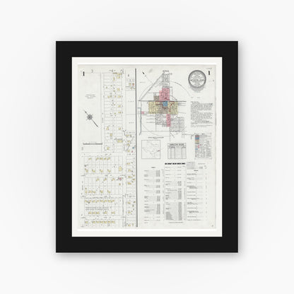 Old map wall art mockup — black gallery frame with white mat — Sanborn Fire Insurance Map from Nederland, Jefferson County, Texas (1949) - Complete Map Set