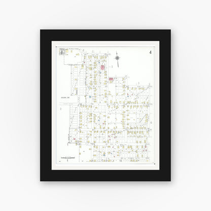 Old map wall art mockup — black gallery frame with white mat — Sanborn Fire Insurance Map from Byesville, Guernsey County, Ohio (1948), Sheet #0004