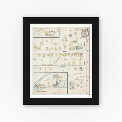 Old map wall art mockup — black gallery frame with white mat — Sanborn Fire Insurance Map from Dryden, Tompkins County, New York (1887) - Complete Map Set