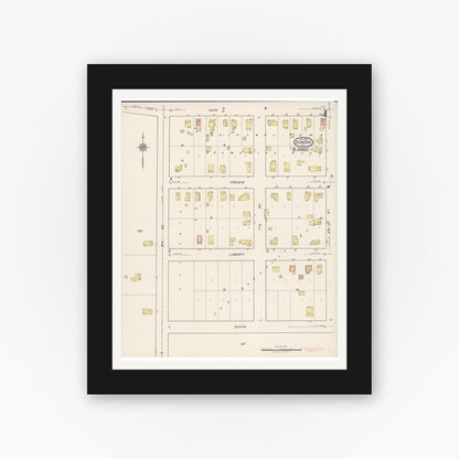 Old map wall art mockup — black gallery frame with white mat — Sanborn Fire Insurance Map from Dundee, Kane County, Illinois (1922), Sheet #0004