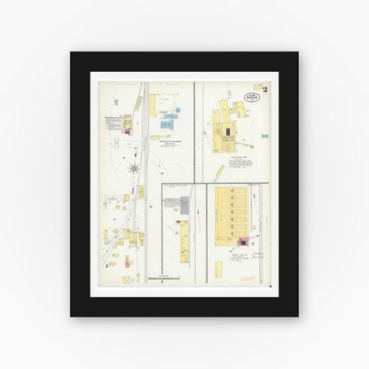 Old map wall art mockup — black gallery frame with white mat — Sanborn Fire Insurance Map from Warsaw, Wyoming County, New York (1903), Sheet #0002