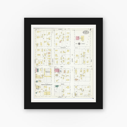 Old map wall art mockup — black gallery frame with white mat — Sanborn Fire Insurance Map from Appleton, Swift County, Minnesota (1909), Sheet #0004