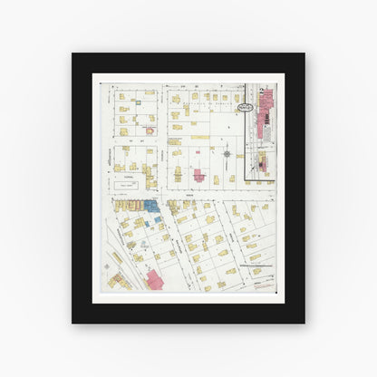 Old map wall art mockup — black gallery frame with white mat — Sanborn Fire Insurance Map from Huntley, McHenry County, Illinois (1919), Sheet #0002
