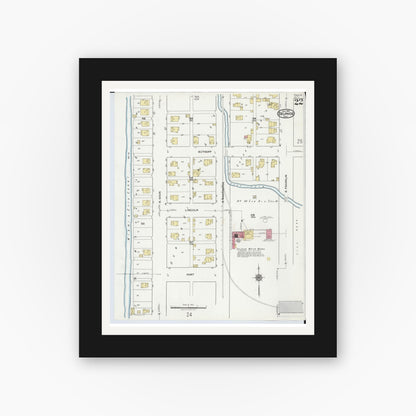 Old map wall art mockup — black gallery frame with white mat — Sanborn Fire Insurance Map from Delphos, Van Wert And Allen Counties, Ohio (1921), Sheet #0022