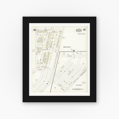 Old map wall art mockup — black gallery frame with white mat — Sanborn Fire Insurance Map from Audubon, Camden County, New Jersey (1924), Sheet #0018
