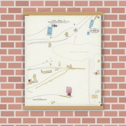 Old map wall art mockup — magnetic wood frame on brick wall — Sanborn Fire Insurance Map from Iron Mountain, Dickinson County, Michigan (1897), Sheet #0006