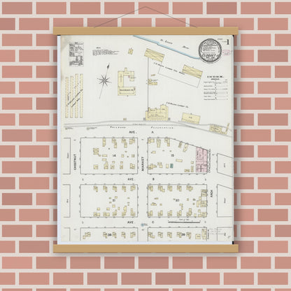 Old map wall art mockup — magnetic wood frame on brick wall — Sanborn Fire Insurance Map from Cloquet, Carlton County, Minnesota (1888) - Complete Map Set