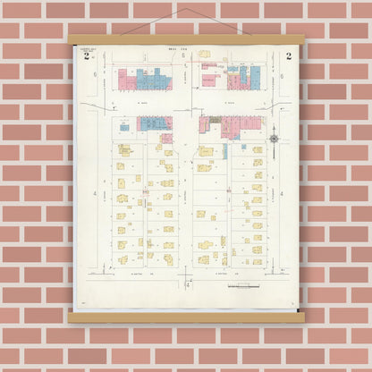 Old map wall art mockup — magnetic wood frame on brick wall — Sanborn Fire Insurance Map from Osborn, Greene County, Ohio (1943), Sheet #0002