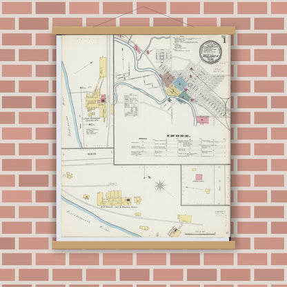 Old map wall art mockup — magnetic wood frame on brick wall — Sanborn Fire Insurance Map from Midland, Midland County, Michigan (1893) - Complete Map Set