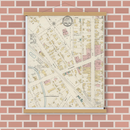 Old map wall art mockup — magnetic wood frame on brick wall — Sanborn Fire Insurance Map from Columbus Grove, Putnam County, Ohio (1895) - Complete Map Set