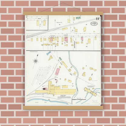 Old map wall art mockup — magnetic wood frame on brick wall — Sanborn Fire Insurance Map from Ridgway, Elk County, Pennsylvania (1904), Sheet #0011