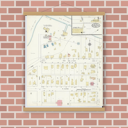 Old map wall art mockup — magnetic wood frame on brick wall — Sanborn Fire Insurance Map from Charlevoix, Charlevoix County, Michigan (1912), Sheet #0005