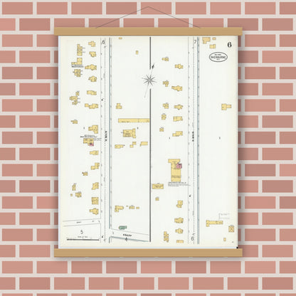 Old map wall art mockup — magnetic wood frame on brick wall — Sanborn Fire Insurance Map from Sherburne, Chenango County, New York (1900), Sheet #0006