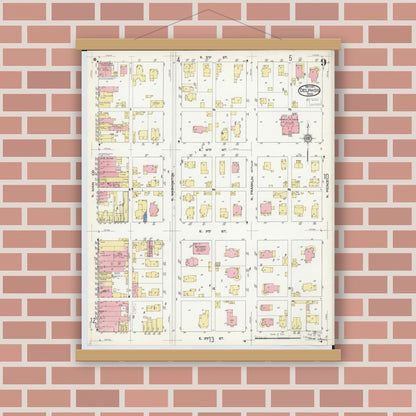 Old map wall art mockup — magnetic wood frame on brick wall — Sanborn Fire Insurance Map from Delphos, Van Wert And Allen Counties, Ohio (1911), Sheet #0009