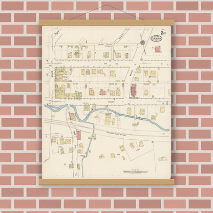 Old map wall art mockup — magnetic wood frame on brick wall — Sanborn Fire Insurance Map from Coeburn, Wise County, Virginia (1922), Sheet #0005