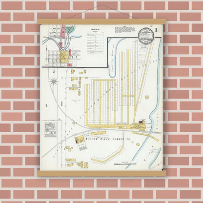Old map wall art mockup — magnetic wood frame on brick wall — Sanborn Fire Insurance Map from New Richmond, St. Croix County, Wisconsin (1900) - Complete Map Set