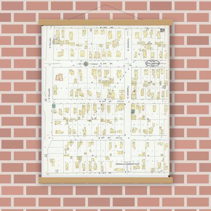 Old map wall art mockup — magnetic wood frame on brick wall — Sanborn Fire Insurance Map from Stillwater, Washington County, Minnesota (1910), Sheet #0019