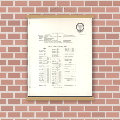 Old map wall art mockup — magnetic wood frame on brick wall — Sanborn Fire Insurance Map from Mulberry, Polk County, Florida (1955), Sheet #0001