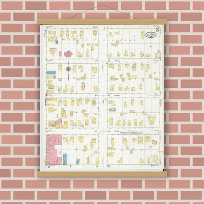 Old map wall art mockup — magnetic wood frame on brick wall — Sanborn Fire Insurance Map from Clare, Clare County, Michigan (1910), Sheet #0003