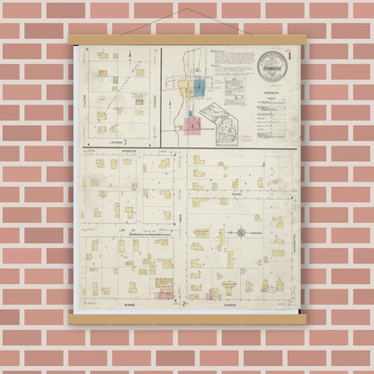 Old map wall art mockup — magnetic wood frame on brick wall — Sanborn Fire Insurance Map from Armada, Macomb County, Michigan (1913) - Complete Map Set