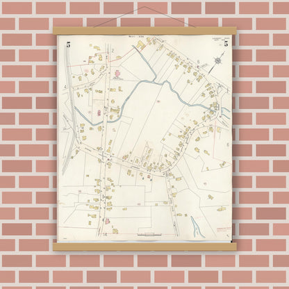 Old map wall art mockup — magnetic wood frame on brick wall — Sanborn Fire Insurance Map from Cohasset, Norfolk County, Massachusetts (1940), Sheet #0005