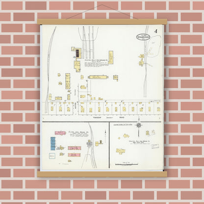 Old map wall art mockup — magnetic wood frame on brick wall — Sanborn Fire Insurance Map from Stambaugh, Iron County, Michigan (1922), Sheet #0004