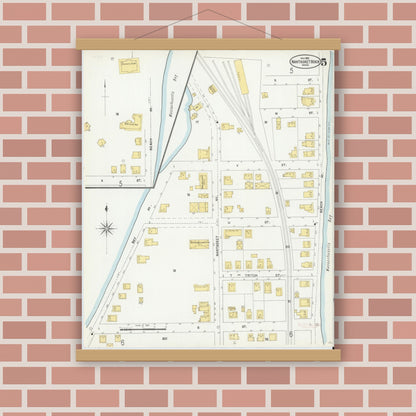 Old map wall art mockup — magnetic wood frame on brick wall — Sanborn Fire Insurance Map from Nantasket Beach, Plymouth County, Massachusetts (1903), Sheet #0005