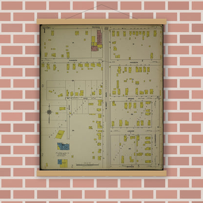 Old map wall art mockup — magnetic wood frame on brick wall — Sanborn Fire Insurance Map from Kenosha, Kenosha County, Wisconsin. (1918), Sheet 5