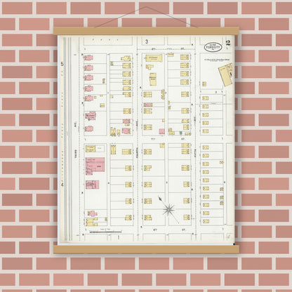 Old map wall art mockup — magnetic wood frame on brick wall — Sanborn Fire Insurance Map from Ford City, Armstrong County, Pennsylvania (1899), Sheet #0002