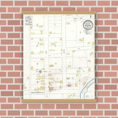 Old map wall art mockup — magnetic wood frame on brick wall — Sanborn Fire Insurance Map from Kelseyville, Lake County, California (1911) - Complete Map Set