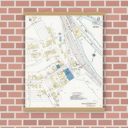 Old map wall art mockup — magnetic wood frame on brick wall — Sanborn Fire Insurance Map from Crockett, Contra Costa County, California (1924), Sheet #0011