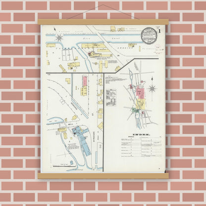 Old map wall art mockup — magnetic wood frame on brick wall — Sanborn Fire Insurance Map from Chittenango, Madison County, New York (1895) - Complete Map Set