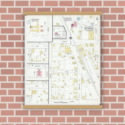 Old map wall art mockup — magnetic wood frame on brick wall — Sanborn Fire Insurance Map from Mcleansboro, Hamilton County, Illinois (1910), Sheet #0005