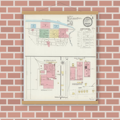 Old map wall art mockup — magnetic wood frame on brick wall — Sanborn Fire Insurance Map from Charleroi, Washington County, Pennsylvania (1897) - Complete Map Set