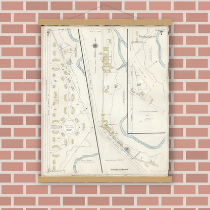 Old map wall art mockup — magnetic wood frame on brick wall — Sanborn Fire Insurance Map from Wahiawa, Honolulu County, Hawaii (1957), Sheet #0007