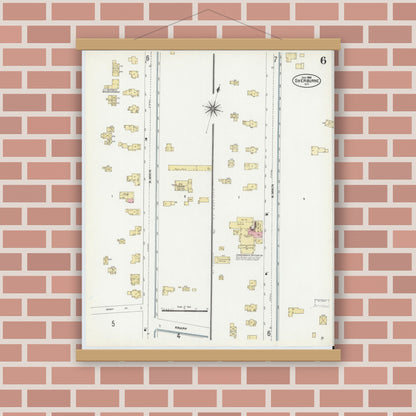 Old map wall art mockup — magnetic wood frame on brick wall — Sanborn Fire Insurance Map from Sherburne, Chenango County, New York (1906), Sheet #0006