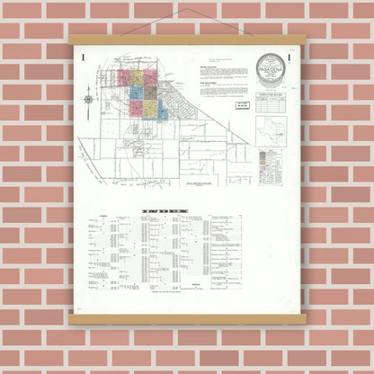 Old map wall art mockup — magnetic wood frame on brick wall — Sanborn Fire Insurance Map from Pasadena, Harris County, Texas (1943) - Complete Map Set