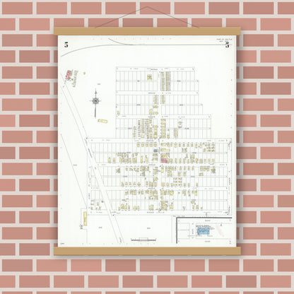 Old map wall art mockup — magnetic wood frame on brick wall — Sanborn Fire Insurance Map from Port Saint Joe, Gulf County, Florida (1940), Sheet #0005
