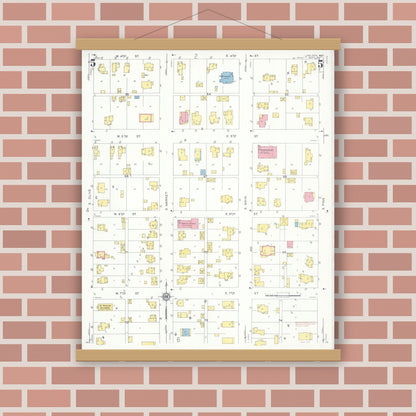 Old map wall art mockup — magnetic wood frame on brick wall — Sanborn Fire Insurance Map from Holden, Johnson County, Missouri (1931), Sheet #0005