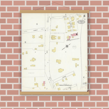 Old map wall art mockup — magnetic wood frame on brick wall — Sanborn Fire Insurance Map from Southbridge, Worcester County, Massachusetts (1911), Sheet #0008