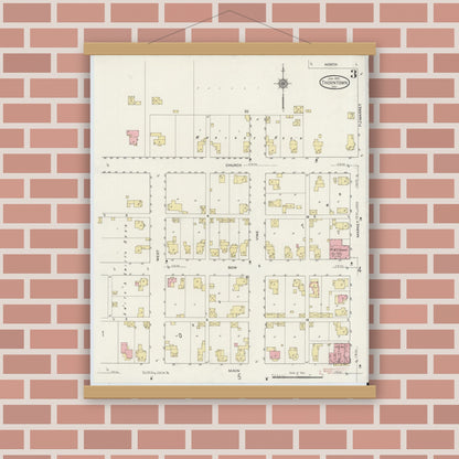 Old map wall art mockup — magnetic wood frame on brick wall — Sanborn Fire Insurance Map from Thorntown, Boone County, Indiana (1915), Sheet #0003