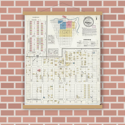 Old map wall art mockup — magnetic wood frame on brick wall — Sanborn Fire Insurance Map from Boswell, Somerset County, Pennsylvania (1916) - Complete Map Set