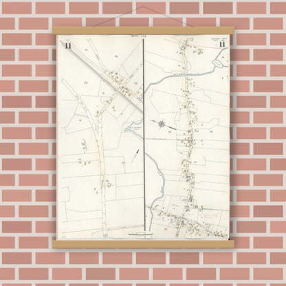 Old map wall art mockup — magnetic wood frame on brick wall — Sanborn Fire Insurance Map from Cohasset, Norfolk County, Massachusetts (1940), Sheet #0011